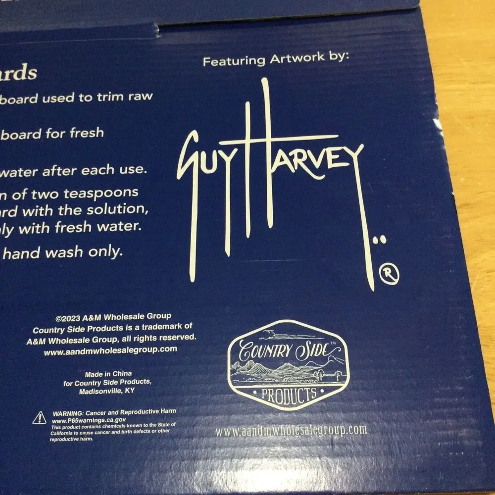 Guy Harvey‎ Art Work Shark Cutting Board 12x16 Tempered Glass EZ clean 43019